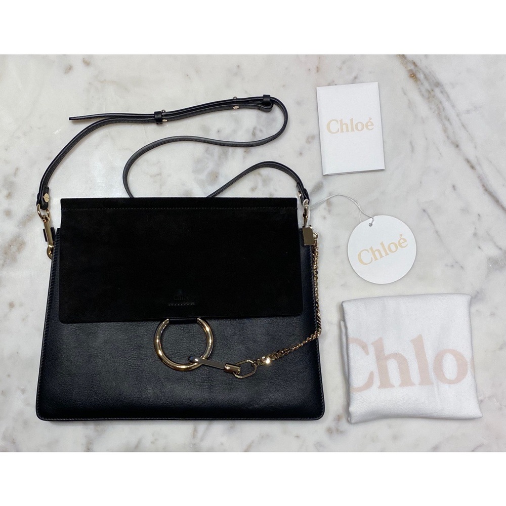 100% Authentic Chloe Faye Suede-Flap Shoulder Bag - Picture 4 of 12